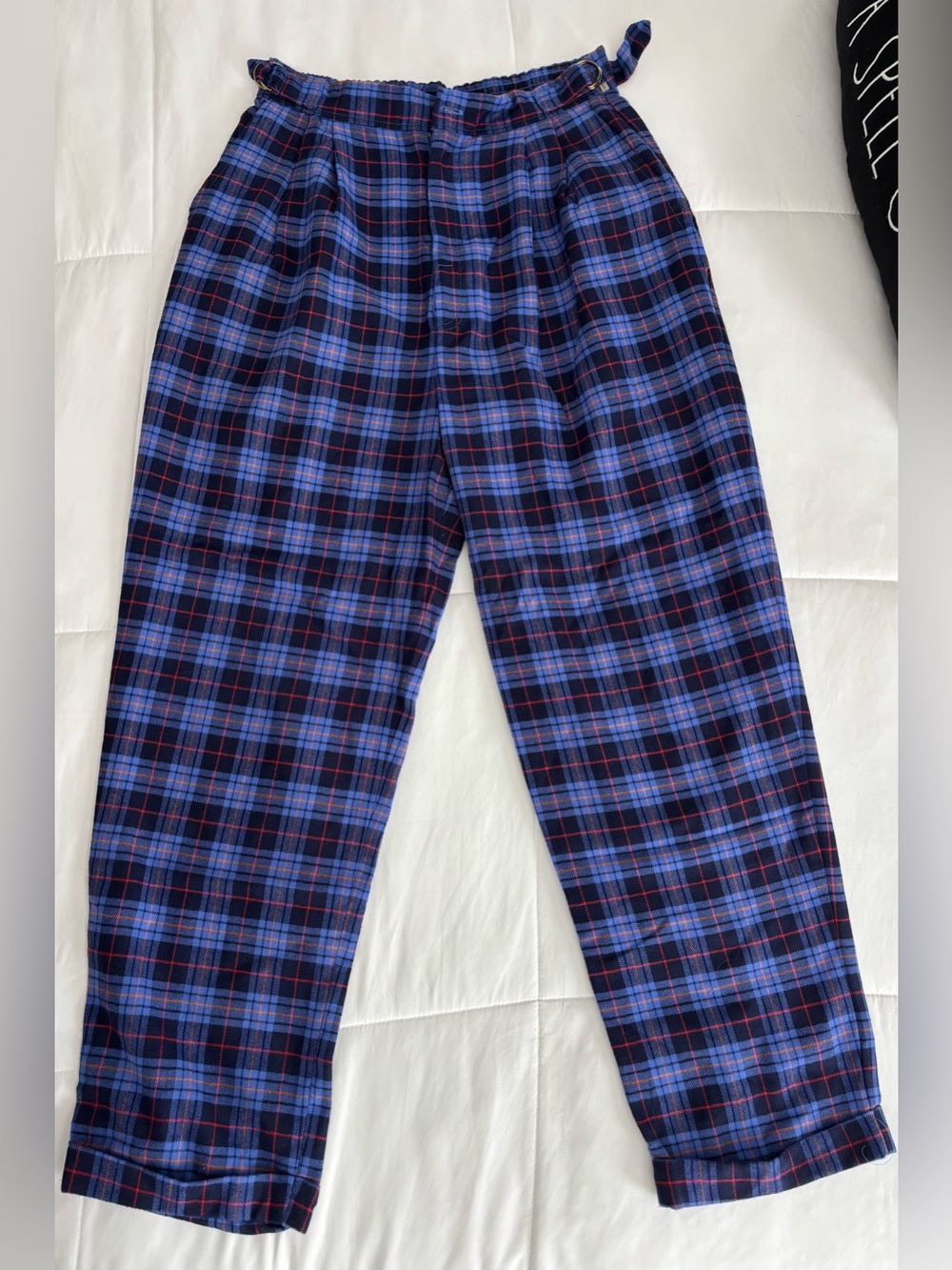 Women’s VTG Blue Tartan Plaid Trousers Pants Size 12